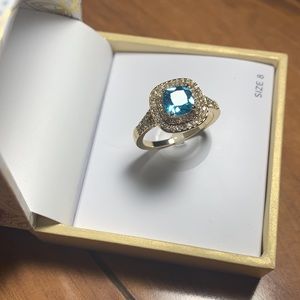 Charter Club Gold-Tone Crystal Square Halo Ring